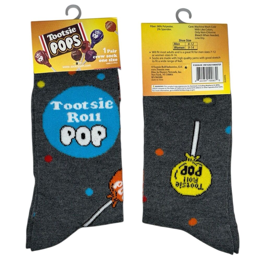 1x Tootsie Pops Novelty Crew Socks Adult Set One Size